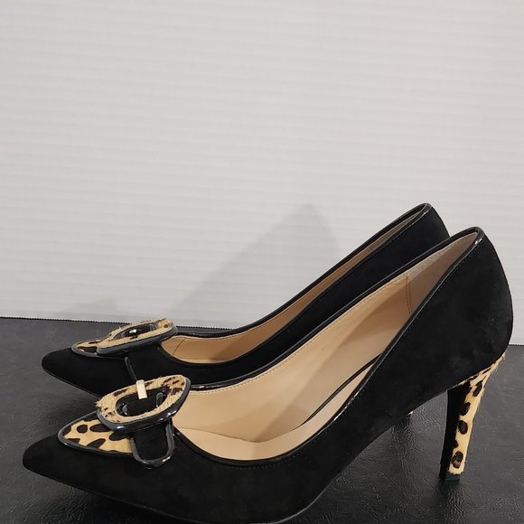 J. Renee Nari Leopard Suede Animal Hair Black Pumps - Picture 10 of 10